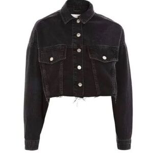 TopShop Raw Hem Cropped Denim Jean Jacket